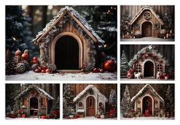 350 Christmas Dog House Digital Background Bundle, Winter Pet House Backdrops, Christmas Cat House, Custom Pet Overlay, Pet Portrait Prop