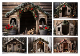 350 Christmas Dog House Digital Background Bundle, Winter Pet House Backdrops, Christmas Cat House, Custom Pet Overlay, Pet Portrait Prop