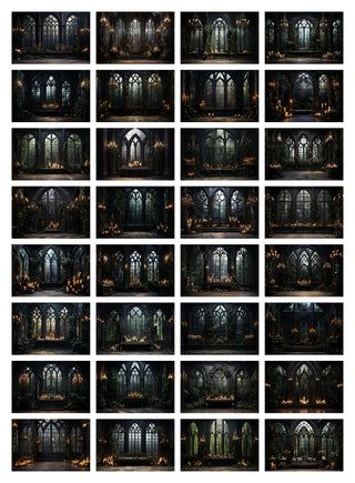 100 Gothic Window Halloween Digital Background Bundle, Spooky Backdrop, Studio Backdrop Overlays, Fine Art Textures, Photoshop Overlays