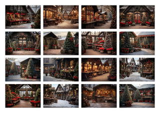 150 Christmas Market Digital Background Bundle, Xmas Family & Kid Photography Backdrop, Winter Composite, Photoshop Action, Digital Download