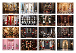 250 Christmas Nutcracker Digital Photography Background Bundle, Holiday Kids & Family Creative Prop, Xmas Card, Photoshop Template