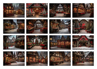 150 Christmas Market Digital Background Bundle, Xmas Family & Kid Photography Backdrop, Winter Composite, Photoshop Action, Digital Download