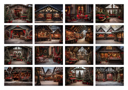 150 Christmas Market Digital Background Bundle, Xmas Family & Kid Photography Backdrop, Winter Composite, Photoshop Action, Digital Download