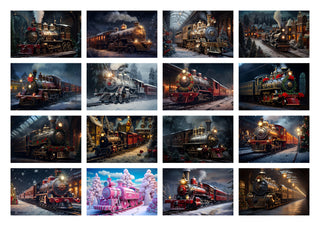 200 North Pole Express Digital Photography Background Bundle, Vintage Train Backdrop, Xmas Photography Prop, Kids Portrait, Digital Download