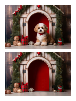 350 Christmas Dog House Digital Background Bundle, Winter Pet House Backdrops, Christmas Cat House, Custom Pet Overlay, Pet Portrait Prop