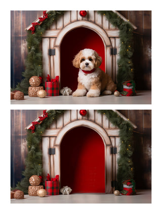 350 Christmas Dog House Digital Background Bundle, Winter Pet House Backdrops, Christmas Cat House, Custom Pet Overlay, Pet Portrait Prop