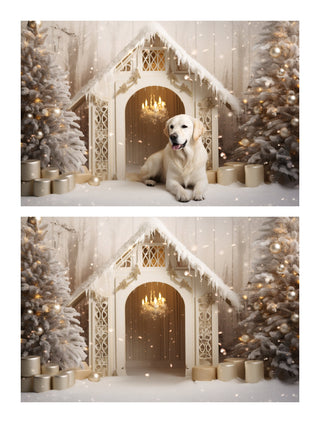 350 Christmas Dog House Digital Background Bundle, Winter Pet House Backdrops, Christmas Cat House, Custom Pet Overlay, Pet Portrait Prop