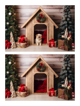 350 Christmas Dog House Digital Background Bundle, Winter Pet House Backdrops, Christmas Cat House, Custom Pet Overlay, Pet Portrait Prop