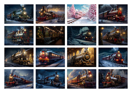 200 North Pole Express Digital Photography Background Bundle, Vintage Train Backdrop, Xmas Photography Prop, Kids Portrait, Digital Download