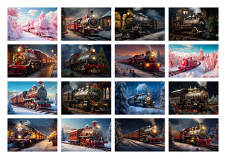 200 North Pole Express Digital Photography Background Bundle, Vintage Train Backdrop, Xmas Photography Prop, Kids Portrait, Digital Download