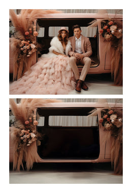 200 Romantic Pink Truck Digital Backdrops, Boho Wedding, Maternity, Photography Composite, Photoshop Overlays, Valentine's Day