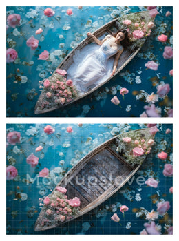 Floral Boats Digital Backdrops Bundle, Boat Backgrounds, Maternity Photoshop Backdrop Overlays, Studio Backdrop Overlays, Fine Art Textures