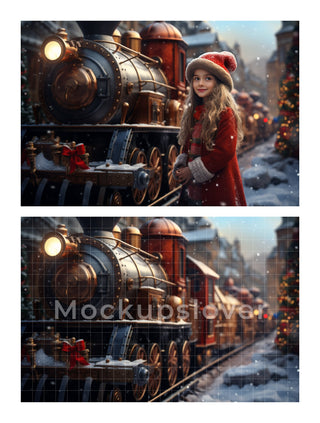 200 North Pole Express Digital Photography Background Bundle, Vintage Train Backdrop, Xmas Photography Prop, Kids Portrait, Digital Download