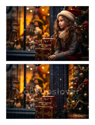 150 Christmas Market Digital Background Bundle, Xmas Family & Kid Photography Backdrop, Winter Composite, Photoshop Action, Digital Download