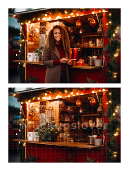 150 Christmas Market Digital Background Bundle, Xmas Family & Kid Photography Backdrop, Winter Composite, Photoshop Action, Digital Download