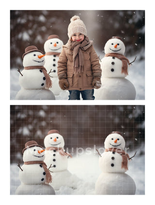 200 Christmas Snowman Digital Background Bundle, Winter Kids & Family Photo Prop, Photography Composite, Xmas Card, Photoshop Template