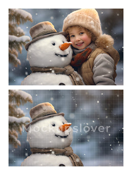200 Christmas Snowman Digital Background Bundle, Winter Kids & Family Photo Prop, Photography Composite, Xmas Card, Photoshop Template