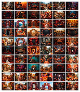 200 Day of The Dead Mexican Digital Backgrounds, Mexican Mega Bundle, Wallpaper Backgrounds, La Catrina, Sugar Skulls, Marigold, Graveyard