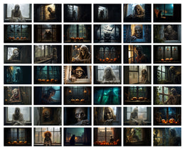 100 Scary Window Halloween Background Bundle, Ghost, Skeleton, Horror Backdrop, Photography Composite, Printable Set, Scary Dolls