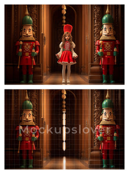 250 Christmas Nutcracker Digital Photography Background Bundle, Holiday Kids & Family Creative Prop, Xmas Card, Photoshop Template
