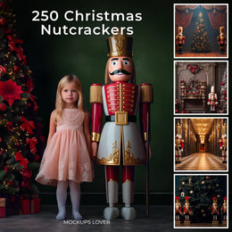 scene of a nutcracker-themed christmas backdrop with festive decorations and holiday atmosphere