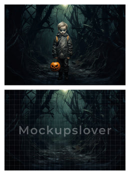 130 Scary Halloween Forest Digital Background, Haunted Wood Backdrop, Halloween Ghost, Scary Barn, Scary House, Monsters Backdrop