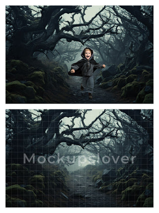 130 Scary Halloween Forest Digital Background, Haunted Wood Backdrop, Halloween Ghost, Scary Barn, Scary House, Monsters Backdrop