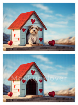 Valentine's Day Dog Houses Digital Backdrops for Dogs and Cats, Dog House Digital Backdrop, Love Backdrop for your pet, Composite Image