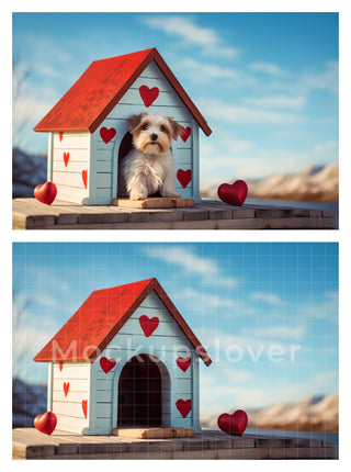 Valentine's Day Dog Houses Digital Backdrops for Dogs and Cats, Dog House Digital Backdrop, Love Backdrop for your pet, Composite Image