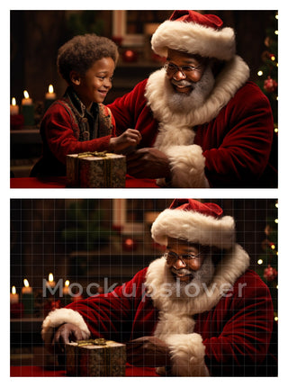 100 Black Santa Digital Background Bundle, African Santa Backdrop, Xmas Kids Photo Prop, Photo Editing, Photoshop Template, Digital Download