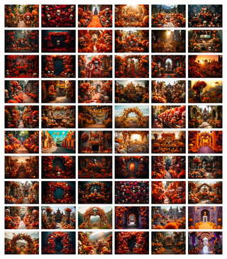 200 Day of The Dead Mexican Digital Backgrounds, Mexican Mega Bundle, Wallpaper Backgrounds, La Catrina, Sugar Skulls, Marigold, Graveyard