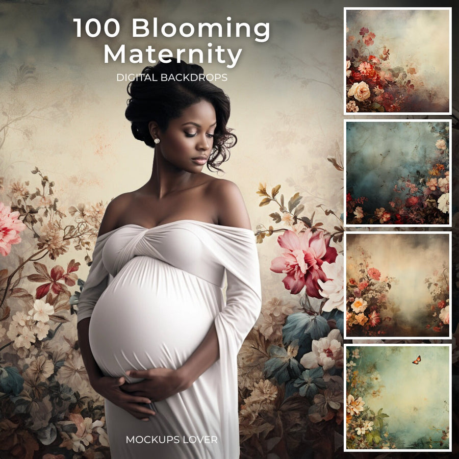 portrait of a person with floral textures, suitable as a cover for creative photography sets