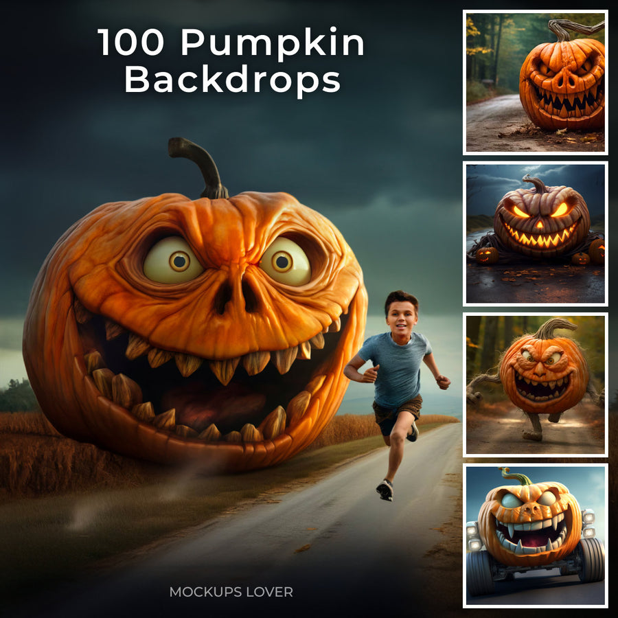 pumpkin digital background bundle with running pumpkins for halloween toddler photography and autumn fall backdrop