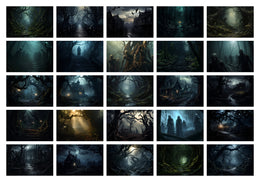 130 Scary Halloween Forest Digital Background, Haunted Wood Backdrop, Halloween Ghost, Scary Barn, Scary House, Monsters Backdrop