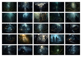 130 Scary Halloween Forest Digital Background, Haunted Wood Backdrop, Halloween Ghost, Scary Barn, Scary House, Monsters Backdrop