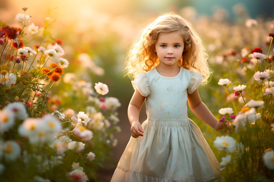 flower scene with blooming meadow, perfect for photo overlays and digital backgrounds