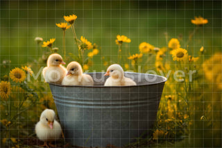 Spring newborn bucket Portrait Digital Backdrop, Easter Chickens Spring Newborn, Easter Backdrop, Farm Animals, Farm newborn, newborn prop