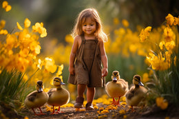 duck on floral digital backdrop, perfect for easter and spring photography sessions