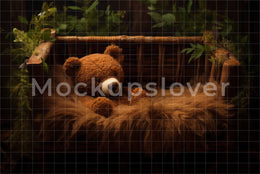 Teddy Bear Newborn Digital Backdrop, Teddy Bear Newborn prop, newborn baby girl boy photo shoot, Teddy Bear Digital Background, Fur