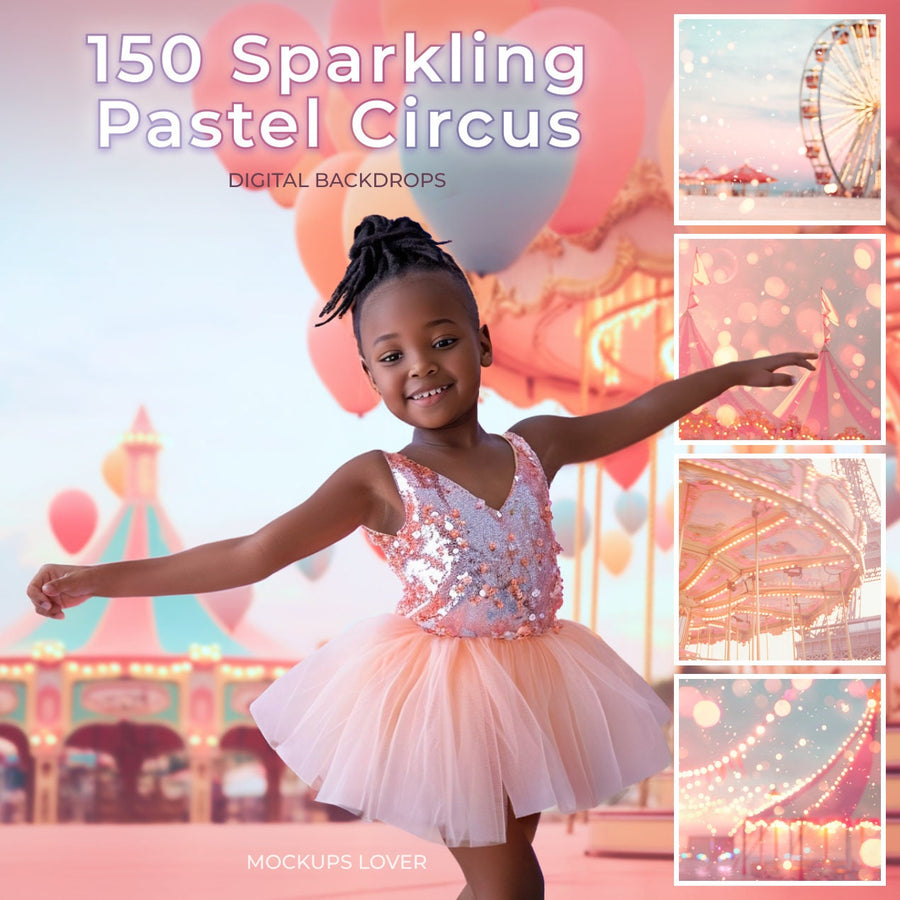 colorful circus carnival scene with sparkles and pastel tones, suitable for photoshop composites