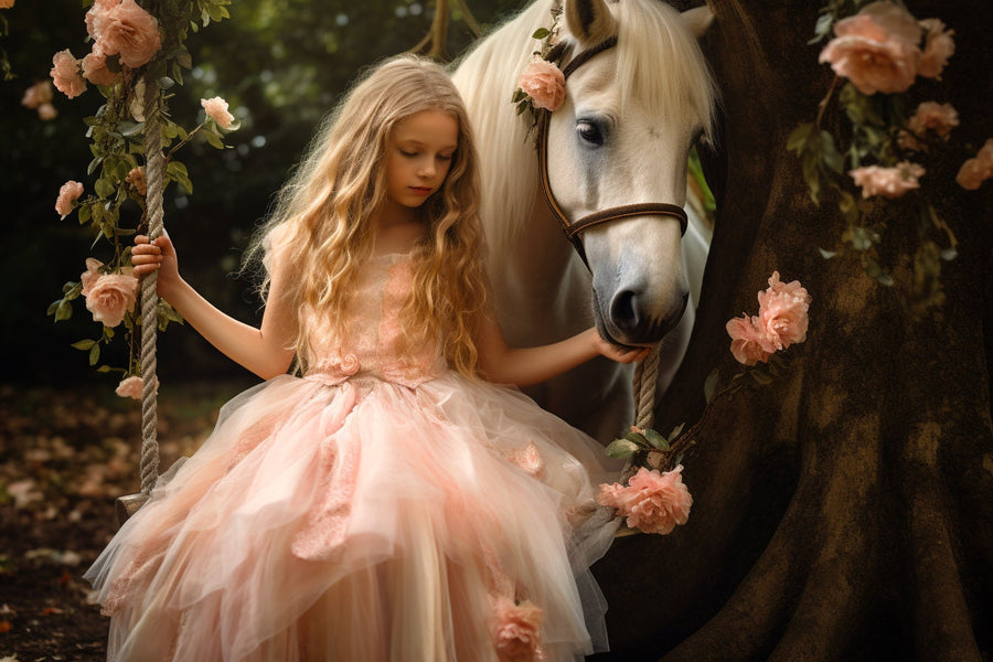 whimsical forest fairytale photo backdrop for wedding or maternity photography