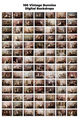 100 Vintage Bunnies Digital Backdrops, Easter Rabbit/Bunnies Background, Vintage Rabbit, Easter Mega Bundle, Easter Photoshop Composite