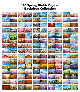 150 Spring Fields Digital Backdrop Collection,  High-Quality Floral Photo Backgrounds, Instant Download for Portrait Photography, Maternity