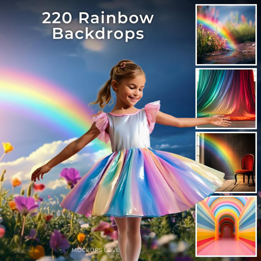 pastel rainbow digital backdrop overlay with studio and maternity themes