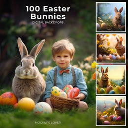 scene of a cute bunny in a spring garden backdrop, ideal for easter photo projects