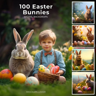 scene of a cute bunny in a spring garden backdrop, ideal for easter photo projects