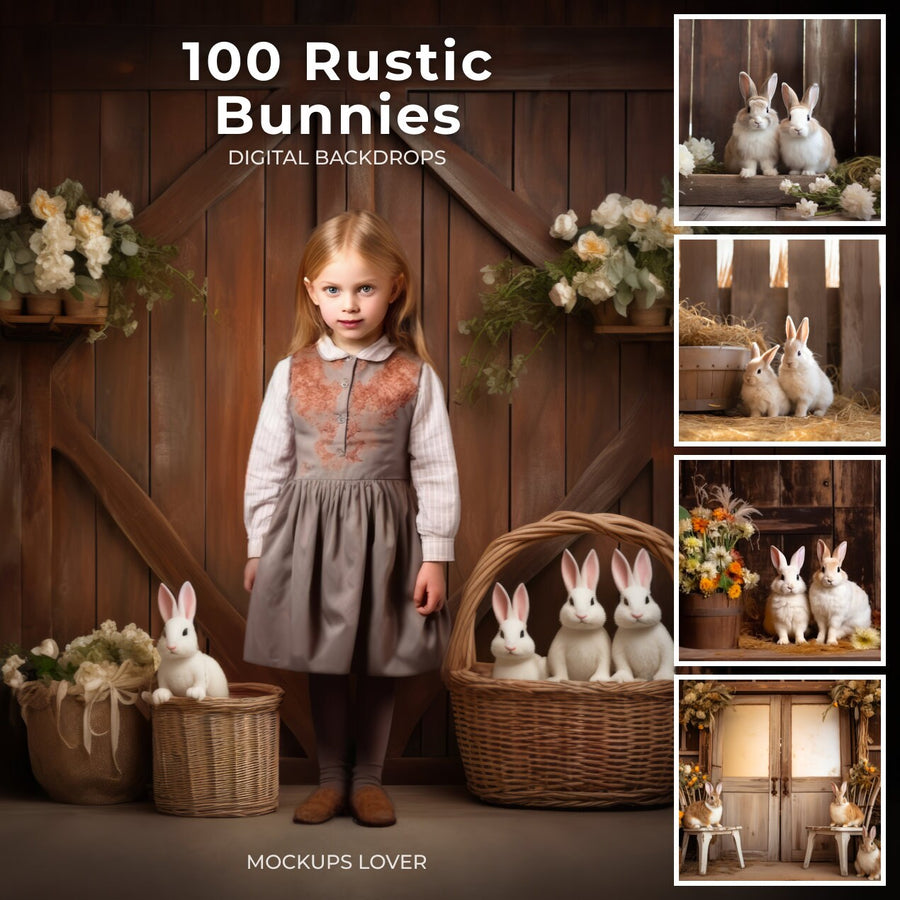 scene of a rustic bunny in a spring garden backdrop, ideal for easter and holiday photo shoots, on a digital backdrop