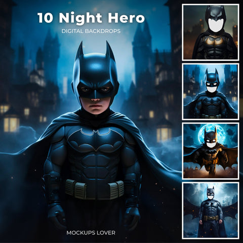 10 Superhero Digital Backdrops/Overlays Superhero Portraits Photoshop Overlays Composite Photo Digital Background Night Hero Photo Backdrop
