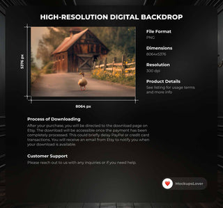 Spring Digital Backdrop, Easter Digital Background Photography, Duck On Farm Floral Road, Creative Composite Images, Nature Background Photo