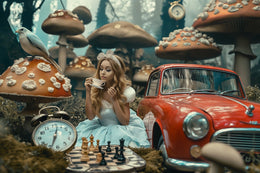 40 Alice in Wonderland Digital Background Bundle, Fine Art Portrait, Children Photography, Fairy Backdrop, Rabbit, Cat, Forest Whimsical